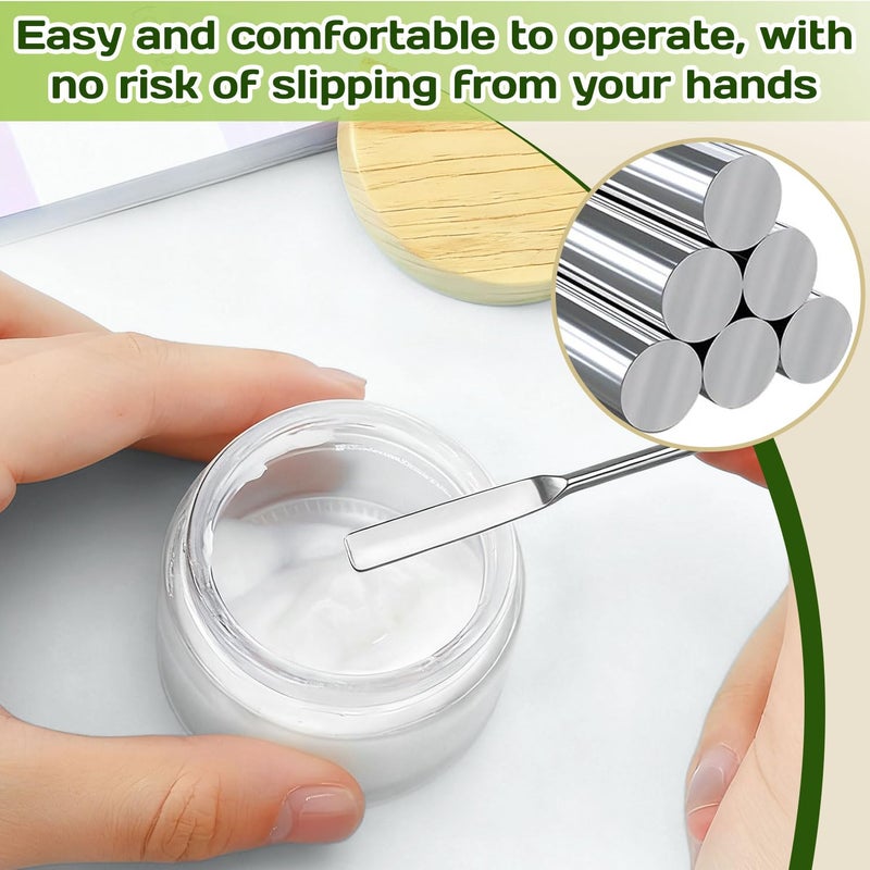OLLBIT 6PCS Lab Spatula Stainless Steel Small Metal Spatula Double Ended Micro Spatula Square/Round End Spatula Makeup Spatula Tool for Mixing Cosmetics (6 Pcs) - Image 5